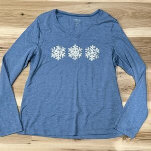 Croft and Barrow Snowflake Christmas Long Sleeve Top Shirt Women’s Large